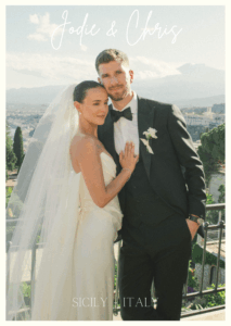 Luxury destination wedding of Jodie and Chris Mepham in Sicily, Italy, featuring Comex Entertainment's premium live music acts, bands and DJs.